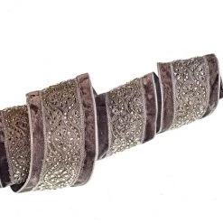 The Christmas Palace 4" X 5YD GREY VELVET JEWELED TRIM RIBBON Ribbon & Bows
