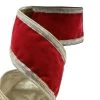 The Christmas Palace 4" X 5YD RED VELVET WITH GOLD CRYSTAL EDGED RIBBON Ribbon & Bows