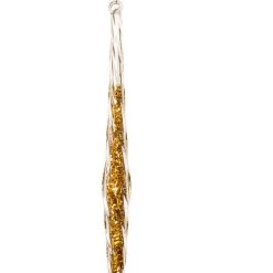 The Christmas Palace 12" GOLD GLASS GLITTER ICICLE ORNAMENT SET OF 12