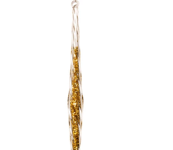 The Christmas Palace 12" GOLD GLASS GLITTER ICICLE ORNAMENT SET OF 12 2 The Christmas Palace 12" GOLD GLASS GLITTER ICICLE ORNAMENT SET OF 12