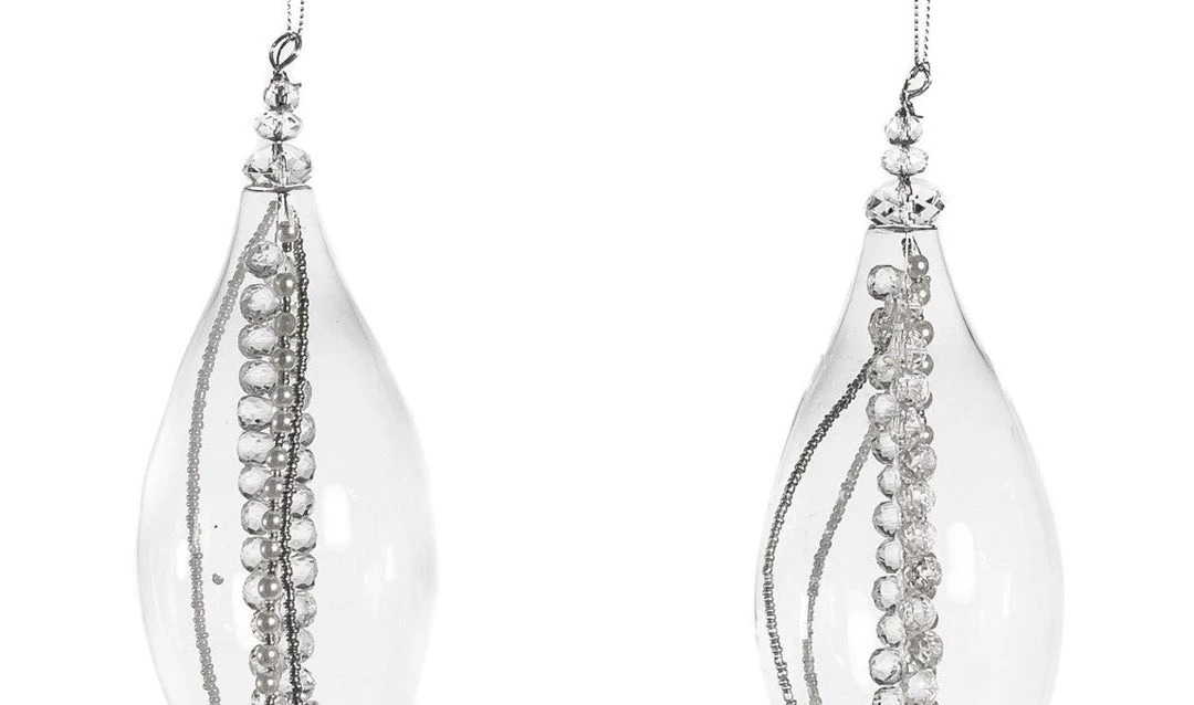 The Christmas Palace 6" GLASS FINIAL WITH CRYSTALS ORNAMENT SET OF 6 Crystal Elegance 2 The Christmas Palace 6" GLASS FINIAL WITH CRYSTALS ORNAMENT SET OF 6 Crystal Elegance