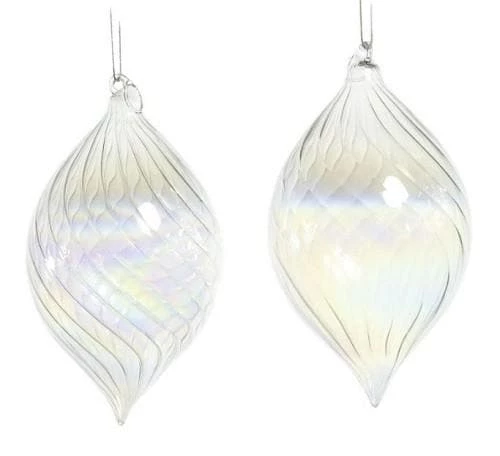 The Christmas Palace 7" CLEAR IRIDESCENT GLASS FINIAL ORNAMENT SET OF 6 1 The Christmas Palace 7" CLEAR IRIDESCENT GLASS FINIAL ORNAMENT SET OF 6