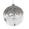 The Christmas Palace 5" CLEAR GLASS BALL WITH SILVER SEQUINS ORNAMENT SET OF 6