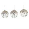The Christmas Palace 4" CLEAR GLASS BALL WITH SILVER BEADS ORNAMENT SET OF 6