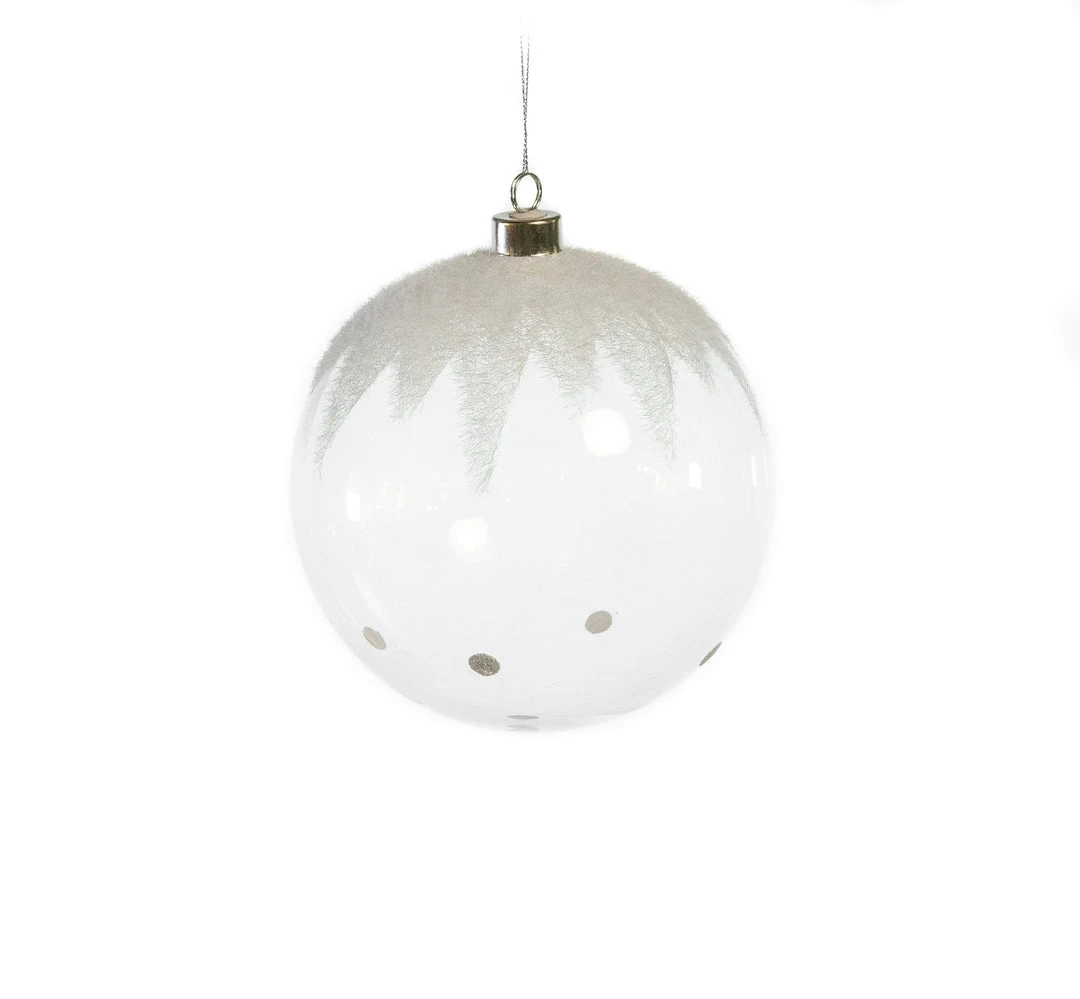 The Christmas Palace 6" CLEAR SNOWY GLASS ORNAMENT SET OF 6 2 The Christmas Palace 6" CLEAR SNOWY GLASS ORNAMENT SET OF 6