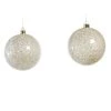 The Christmas Palace 6" CLEAR GLITTER BALL ORNAMENT SET OF 6