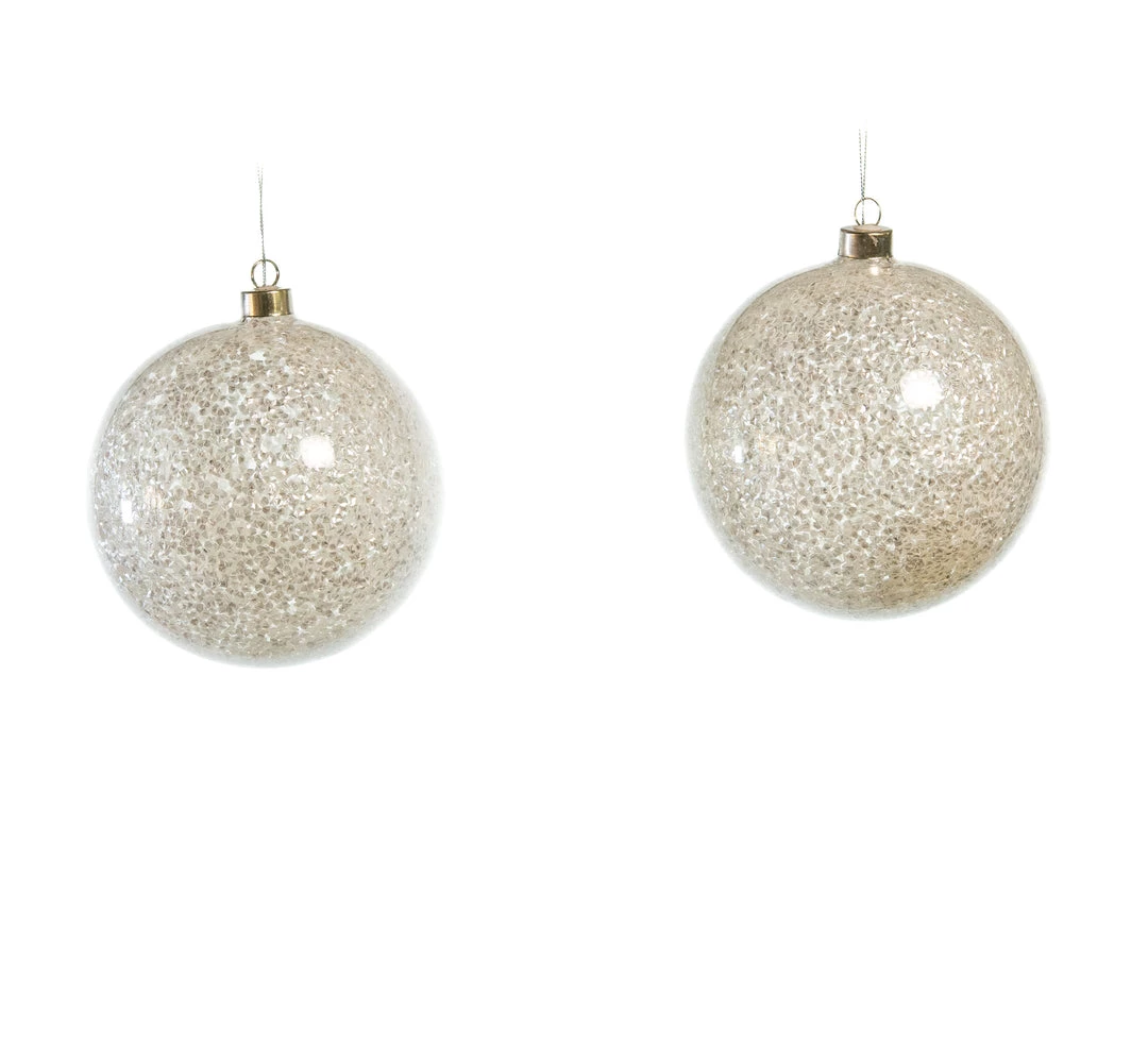 The Christmas Palace 6" CLEAR GLITTER BALL ORNAMENT SET OF 6 1 The Christmas Palace 6" CLEAR GLITTER BALL ORNAMENT SET OF 6