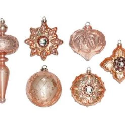 The Christmas Palace Pretty In Pink 4"-8" ROYAL PINK GLASS ORNAMENT 6 ASSORTED SET OF 24