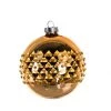 The Christmas Palace Yuletide Traditions 4" GOLD GEM GLASS BALL SET OF 6