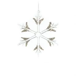 The Christmas Palace 7" SILVER SNOWFLAKE WITH GLITTER ORNAMENT SET OF 6 Pretty In Pink
