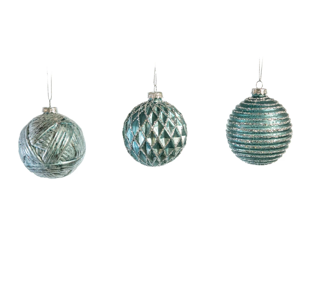 The Christmas Palace 3" BLUE GLASS BALL ORNAMENT ASSORTED SET OF 12 2 The Christmas Palace 3" BLUE GLASS BALL ORNAMENT ASSORTED SET OF 12