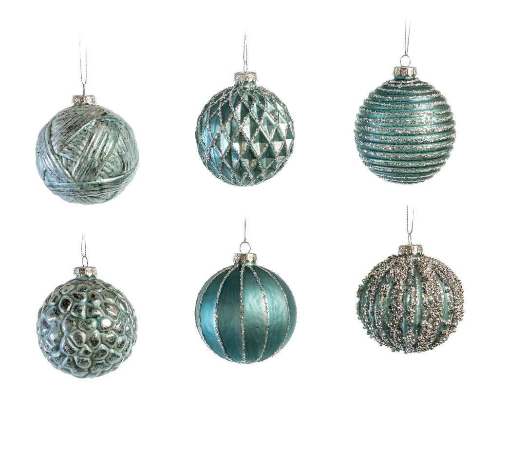The Christmas Palace 3" BLUE GLASS BALL ORNAMENT ASSORTED SET OF 12 1 The Christmas Palace 3" BLUE GLASS BALL ORNAMENT ASSORTED SET OF 12