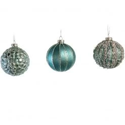 The Christmas Palace 3" BLUE GLASS BALL ORNAMENT ASSORTED SET OF 12 5 The Christmas Palace 3