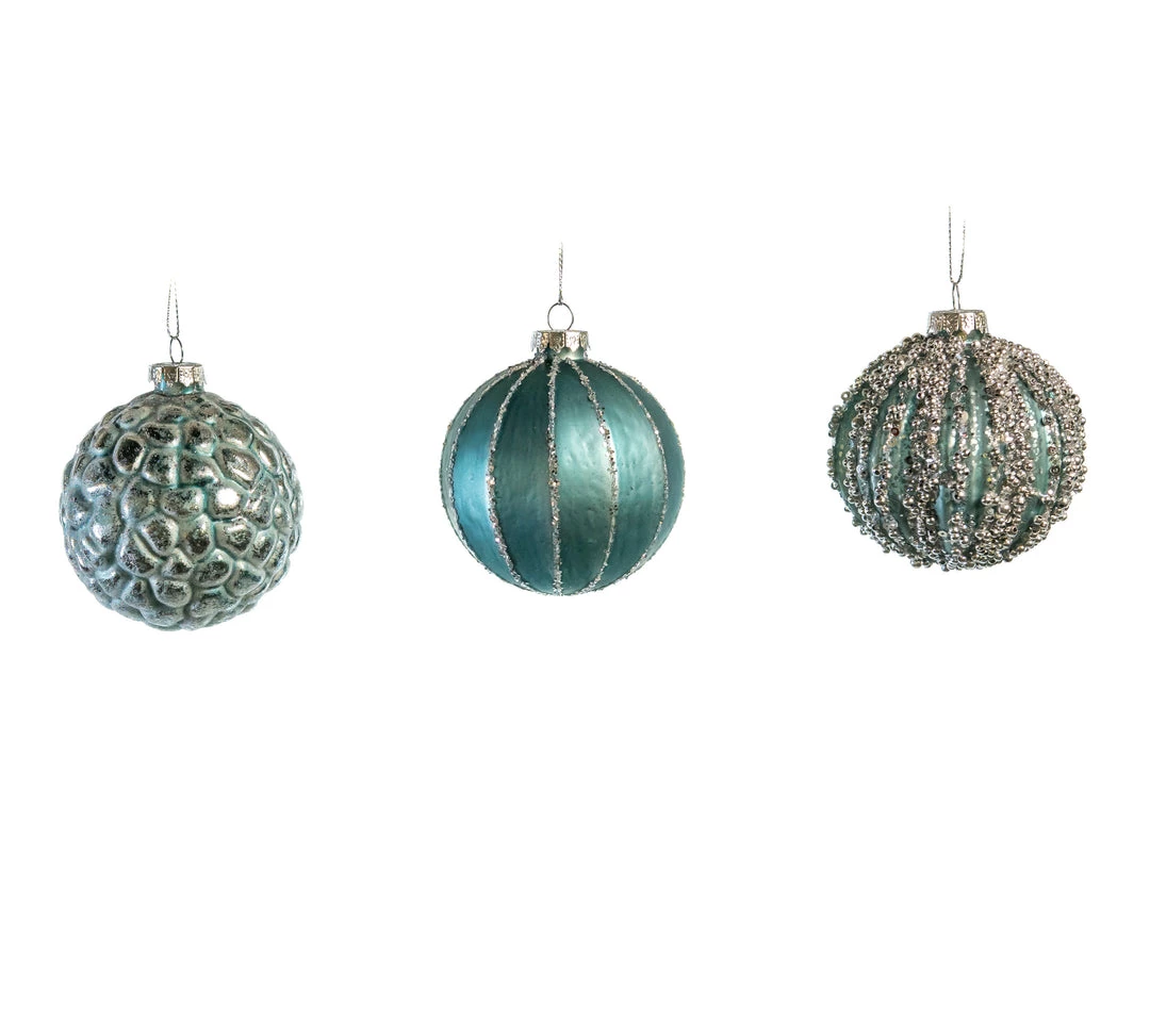 The Christmas Palace 3" BLUE GLASS BALL ORNAMENT ASSORTED SET OF 12 3 The Christmas Palace 3" BLUE GLASS BALL ORNAMENT ASSORTED SET OF 12