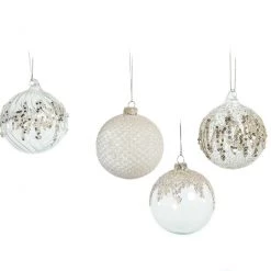 The Christmas Palace 3" CRYSTAL WITH GLITTER & BEADED ASSORTED SET OF 12 Crystal Elegance