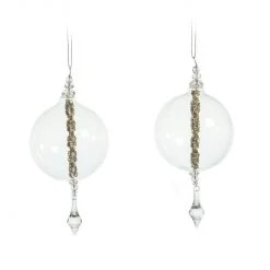 The Christmas Palace 3" CRYSTAL WITH BEADS INSIDE ORNAMENT SET OF 12 Christmas Ornaments