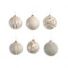 The Christmas Palace 4" GLASS WHITE BALL DECORATIVE ORNAMENT ASSORTED SET OF 12