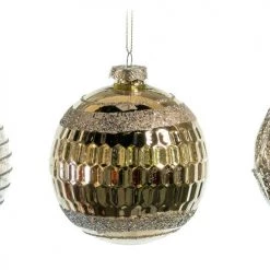 The Christmas Palace 4" GLASS PEWTER BALL DECORATIVE ORNAMENT ASSORTED SET OF 12 Christmas Ornaments