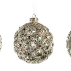The Christmas Palace 4" GLASS PEWTER BALL DECORATIVE ORNAMENT ASSORTED SET OF 12 Christmas Ornaments 5 The Christmas Palace 4