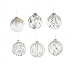 The Christmas Palace Christmas Ornaments 5" CRYSTAL SILVER & GLITTER ORNAMENT ASSORTED SET OF 12