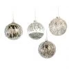 The Christmas Palace 4" GREY & SILVER GLASS DECORATIVE BALL ORNAMENTS ASSORTED SET OF 12