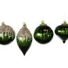 The Christmas Palace 4" SHINY GREEN GLASS ORNAMENT ASSORTED SET OF 12