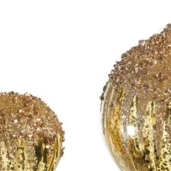 The Christmas Palace 5" GOLD HEART & BALL GLITTER ORNAMENT SET OF 12