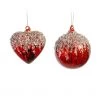 The Christmas Palace 5" RED HEART & BALL GLITTER ORNAMENT ASSORTED SET OF 12 Christmas Ornaments
