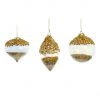 The Christmas Palace 4"- 5" CRYSTAL GOLD ORNAMENT WITH GOLD BEADS SET OF 12