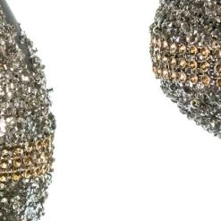 The Christmas Palace 5" BLUE GREY & SILVER BEADED ORNAMENT ASSORTED SET OF 12 Christmas Ornaments 5 The Christmas Palace 5