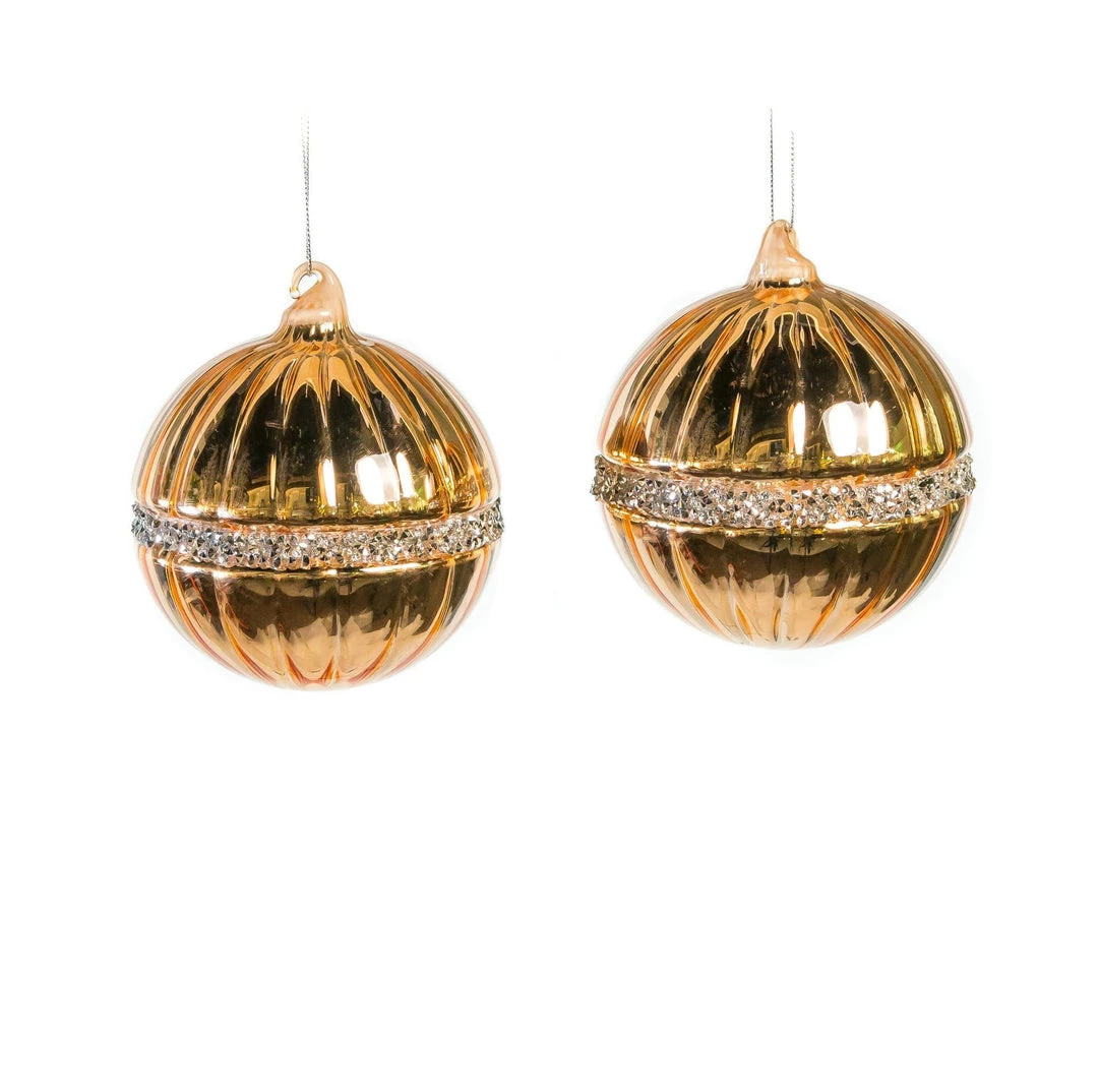 The Christmas Palace 3" ROSE GOLD BALL WITH BEADS DECO SET OF 12 Golden Empire 1 The Christmas Palace 3" ROSE GOLD BALL WITH BEADS DECO SET OF 12 Golden Empire