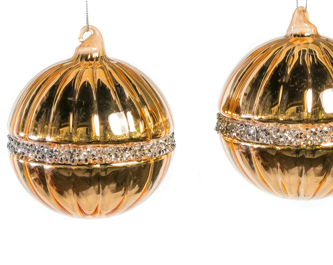 The Christmas Palace 3" ROSE GOLD BALL WITH BEADS DECO SET OF 12 Golden Empire 2 The Christmas Palace 3" ROSE GOLD BALL WITH BEADS DECO SET OF 12 Golden Empire