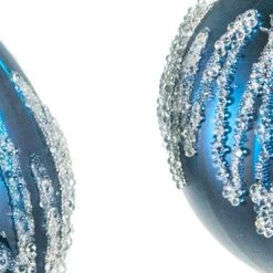 The Christmas Palace 3"-4" BLUE MATTE DECORATIVE ORNAMENTS ASSORTED SET OF 12 Christmas Ornaments