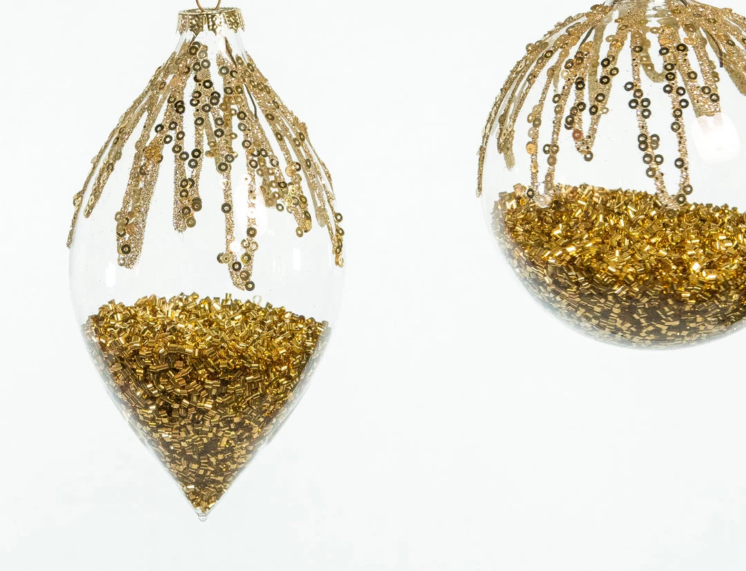 The Christmas Palace Christmas Ornaments 3" - 7" GOLD CRYSTAL FINIAL WITH BEADS & GLITTER ORNAMENT ASSORTED SET OF 12 2 The Christmas Palace Christmas Ornaments 3" - 7" GOLD CRYSTAL FINIAL WITH BEADS & GLITTER ORNAMENT ASSORTED SET OF 12