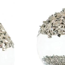 The Christmas Palace Christmas Ornaments 3" - 7" CRYSTAL SILVER GLITTER ORNAMENTS ASSORTED SET OF 12