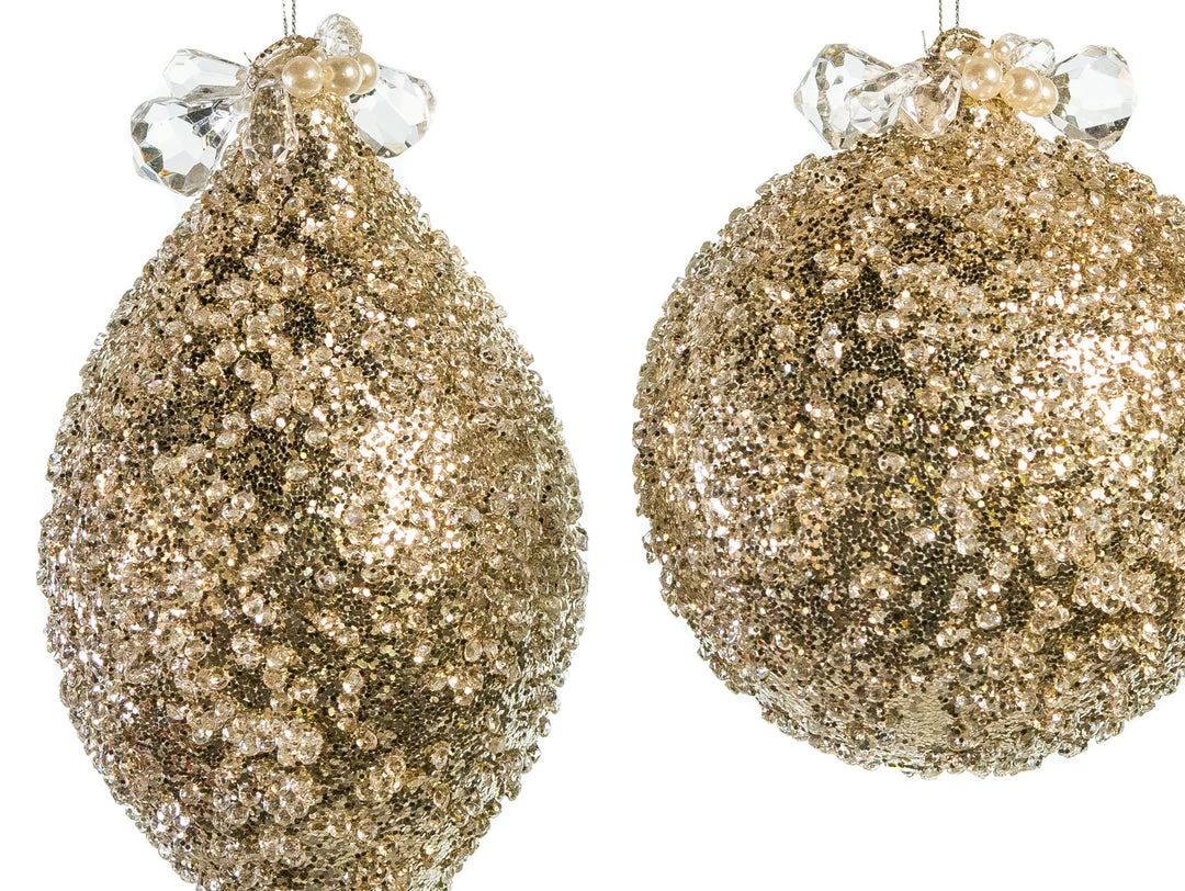 The Christmas Palace Christmas Ornaments 5" CHAMPAGNE BEADED DECORATIVE ORNAMENTS ASSORTED SET OF 9 2 The Christmas Palace Christmas Ornaments 5" CHAMPAGNE BEADED DECORATIVE ORNAMENTS ASSORTED SET OF 9
