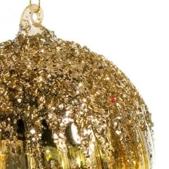 The Christmas Palace Christmas Ornaments 5" GOLD WITH GLITTER DECO ORNAMENT ASSORTED SET OF 9