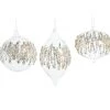 The Christmas Palace 5" CRYSTAL WITH SILVER BEADS ORNAMENT ASSORTED SET OF 9