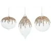 The Christmas Palace 5" CRYSTAL GLASS ORNAMENT WITH MULTI COLOR GLITTER ASSORTED SET OF 9