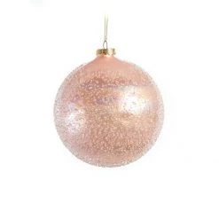 The Christmas Palace 5" GLASS PINK SUGAR BALL ORNAMENT SET OF 9