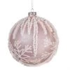 The Christmas Palace Christmas Ornaments 5" GLASS PINK WITH GLITTERED SNOWFLAKES ORNAMENT SET OF 9