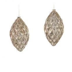 The Christmas Palace Gilded Elegance 10" PEWTER PINE CONE ORNAMENT SET OF 2