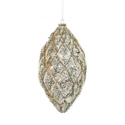 The Christmas Palace Gilded Elegance 10" PEWTER PINE CONE ORNAMENT SET OF 2