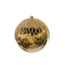 The Christmas Palace Christmas Ornaments 8" GOLD SHINY GLASS BALL WITH GLITTER SET OF 2