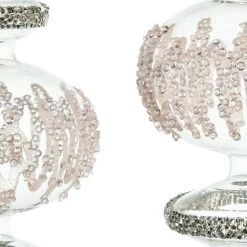 The Christmas Palace Christmas Ornaments 13" CRYSTAL FINIAL WITH GLITTER ORNAMENT SET OF 2