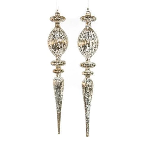 The Christmas Palace Christmas Ornaments 22" PEWTER GLASS FINIAL ORNAMENT SET OF 2 1 The Christmas Palace Christmas Ornaments 22" PEWTER GLASS FINIAL ORNAMENT SET OF 2