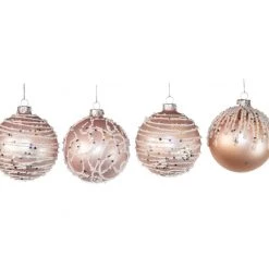 The Christmas Palace Christmas Ornaments 3" PINK WITH WHITE SEQUINED ICING ASSORTED ORNAMENT SET OF 12