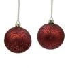 The Christmas Palace 3" RED MATTE WITH RED GLITTER ASSORTED ORNAMENT SET OF 12