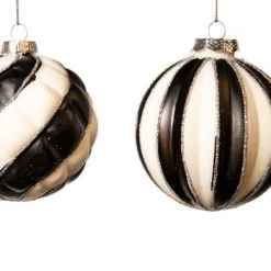 The Christmas Palace 3" BLACK & WHITE ASSORTED ORNAMENT SET OF 12
