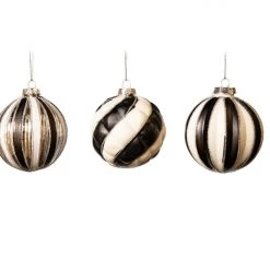 The Christmas Palace 3" BLACK & WHITE ASSORTED ORNAMENT SET OF 12